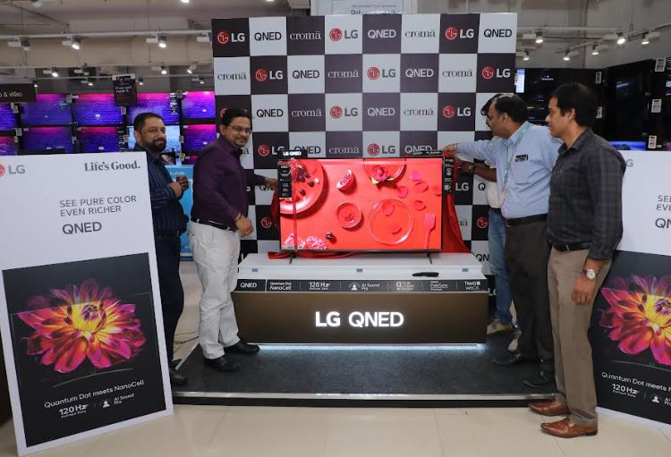 Bangalore, 29th January 2024:  LG Electronics, India’s leading Consumer Durable brand today announced the launch of its LG QNED (Quantum NanoCell Display) 83 series, the next generation evolution of LED in Bangalore. Setting a new standard for visual excellence and immersive entertainment, LG Electronics is committed to providing a holistic viewing experience through the LG QNED 83 series.

The launch took place at Croma Store, JP Nagar, Bangalore, and featured the unveiling of the QNED model, specifically the 55 QNED 83. The main attendees include Mr Manoj Mohandas (Regional Business Head, Karnataka, LG Electronics), Mr. Anand S (Store Manager, Croma, JP Nagar), Mr. Aditya (HR Head - South, Croma) and Mr. Roshan Mampilly (ZISM, LG Electronics).

The QNED 83 Series showcases the combined power of Quantum Dot and NanoCell technologies with 120hz refresh rate, offering viewers a visual experience that sets new standards in realism and clarity. With a comprehensive set of features including Dolby Vision & Atmos, AI Super Upscaling, Local Dimming, and advanced gaming capabilities, the QNED 83 Series is set to redefine the home entertainment experience.

Commenting on the launch, Mr Manoj Mohandas, Regional Business Head, Karnataka, LG Electronics said, “We are thrilled to introduce the QNED 83 TVs in Bangalore, fostering a commitment to excellence and innovation. Harnessing the fusion of Quantum Dot and NanoCell technologies, complemented by a 120Hz refresh rate, our TVs establish a groundbreaking standard for visual excellence. Enhanced by the power of Dolby Vision and Atmos, these televisions elevate the cinematic experience, breathing life into every on-screen moment with unparalleled clarity and immersive sound.” 

Key Features of QNED 83 Series:

Quantum Dot & NanoCell Fusion:

The QNED 83 Series boasts the combined power of Quantum Dot and NanoCell technologies, ensuring richer and more accurate colors in stunning 4K resolution. 

Powerful Processor | α7 Gen6 AI 4K:

The α7 AI Processor 4K Gen6 takes center stage, delivering a dynamic viewing experience tailored to individual preferences. It puts the "Pro" in processor, ensuring a seamless and responsive performance.

Dolby Vision & Atmos:

Experience an outstanding cinematic journey with support for Dolby Vision & Atmos. The QNED 83 Series brings content to life with stunning visuals and immersive audio, creating a truly cinematic experience in the comfort of your home.

Local Dimming:

Smart dimming technology with deep-learning algorithms minimizes the halo effect, creating sharper and more natural images. The QNED 83 Series ensures a superior visual experience with its innovative local dimming feature. 

AI Picture Pro & AI Sound Pro:

The new α7 Gen6 AI processor has been optimized to provide an even better picture and sound experience, offering wider surround sound with Virtual 5.1.2 channels for an immersive audio experience.

Immersive Gaming and 120Hz refresh rate:

Elevate your gaming experience with features like Game Dashboard & Optimizer, AMD FreeSync, VRR, and a 120Hz refresh rate. The QNED 83 Series ensures fast, smooth gameplay, allowing users to truly immerse themselves in the gaming world.

Advanced webOS:

Enjoy a personalized, quick, and easy smart experience with the all-new webOS. Access a variety of content from popular streaming services like Netflix, Apple TV+, Disney+ Hotstar, and Prime Video effortlessly

Multi-View:

Transform your viewing experience with Multi-View, allowing screens from two different sources to be displayed simultaneously in side-by-side, picture-in-picture, or double input modes.

Variety Content:

Access a wide range of content from popular streaming services like Netflix, Apple TV+, Disney+ Hotstar, and Prime Video, ensuring entertainment for every viewer's interest.

Personalized Features:

 Benefit from features such as Quick Cards, Picture Wizard, User Profiles, ThinQ AI, and compatibility with voice assistants like Google Assistant, Amazon Alexa, and Apple Airplay2.

The QNED83 Series is more than just a TV; it's a gateway to a world of unparalleled entertainment. LG continues to push the boundaries of innovation, offering a television that redefines the home entertainment experience.