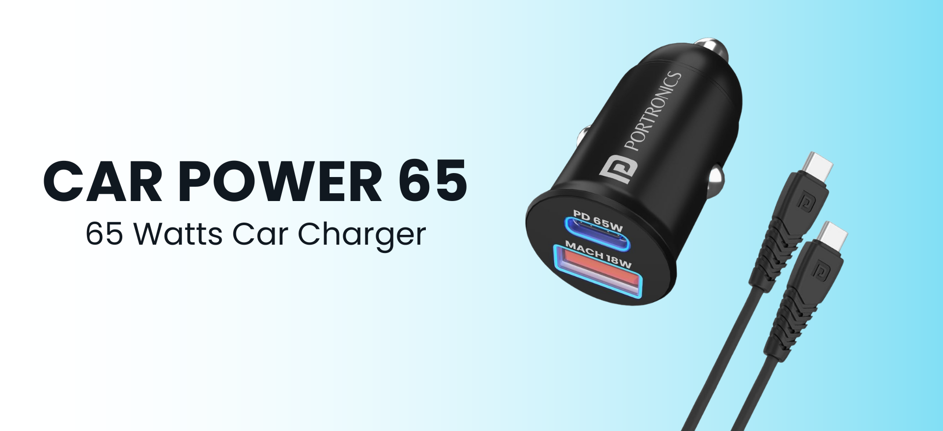 Portronics Car Power 65 - Dual-port for rapid charging